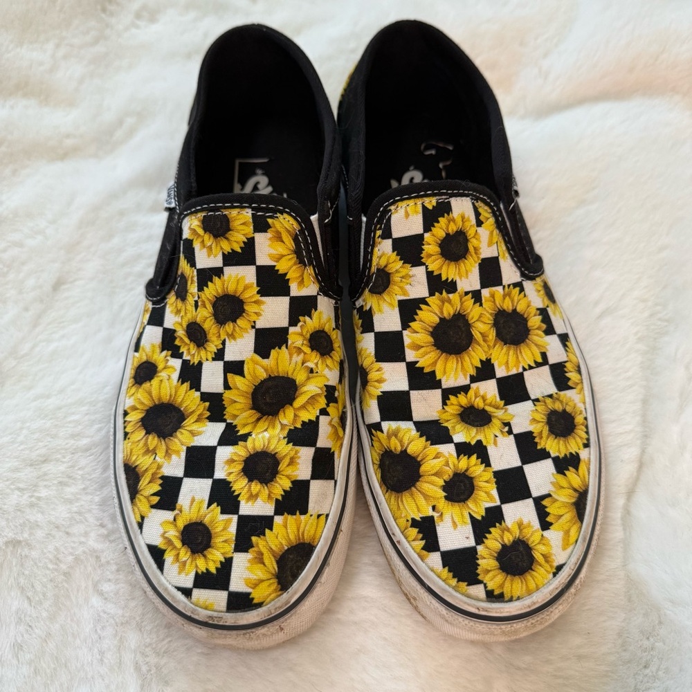 Vans Sunflower Checkered Slip-On Sneakers sz 8